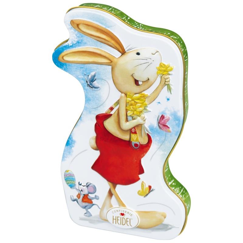 Heidel Easter Greetings Bunny Shaped Tin with Cream Filled Chocolates 108g