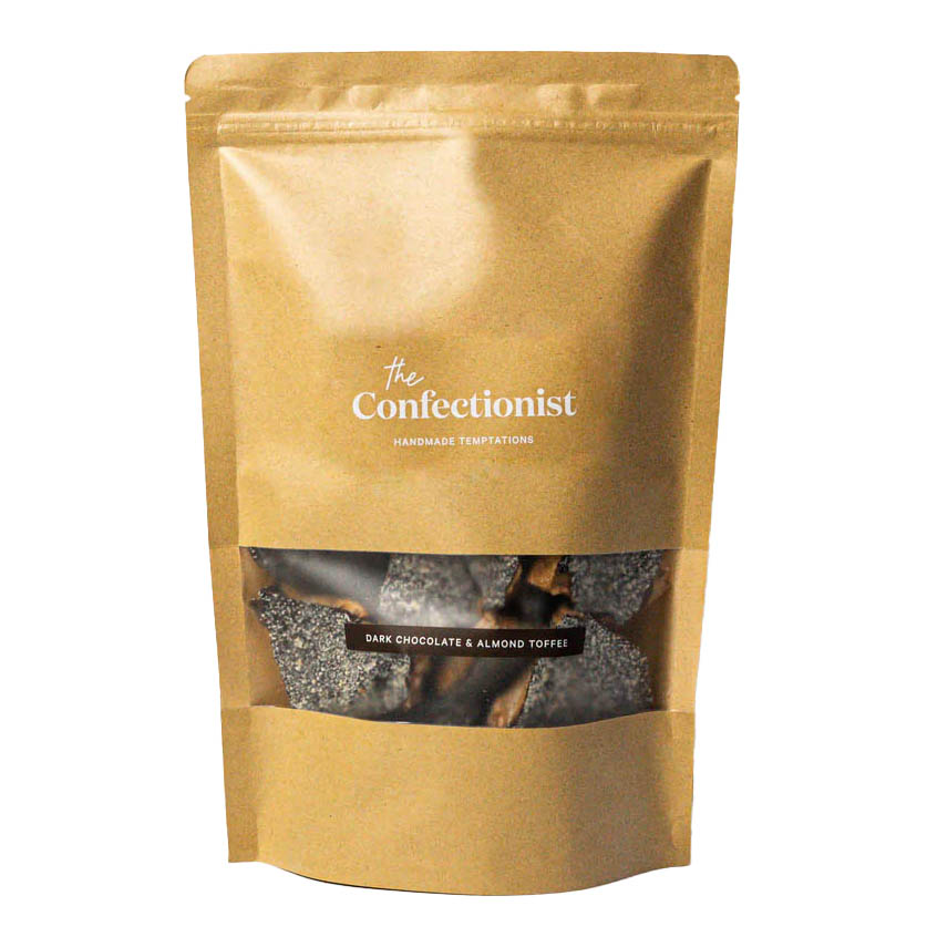 The Confectionist Handmade Almond Toffee with Dark Chocolate Pouch 200g