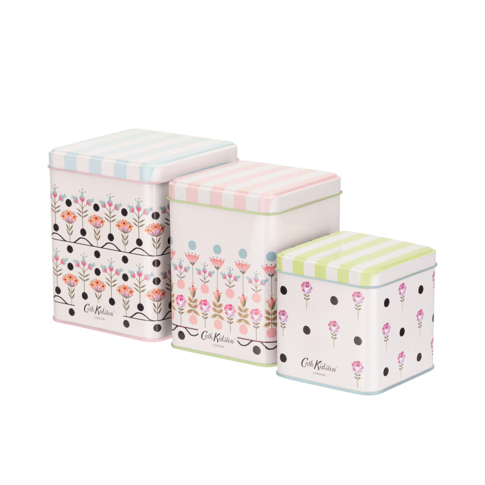 Cath Kidston Painted Table Stacking Storage Tins 3Pk