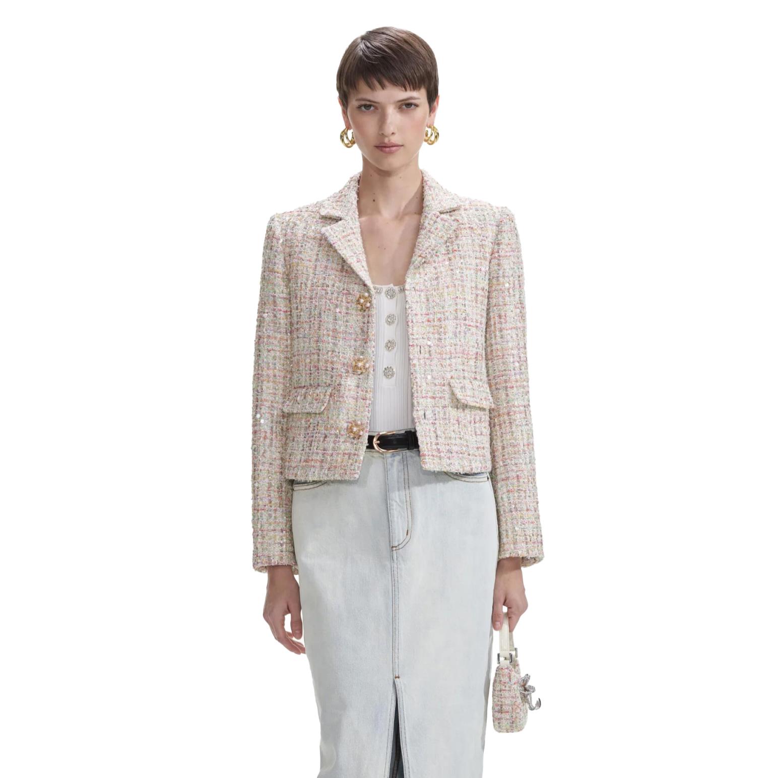 Self Portrait Pastel Boucle Jacket