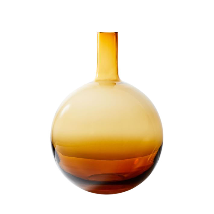 West Elm Pure Conservatory Glass Vase Medium Amber 14.75 Inch