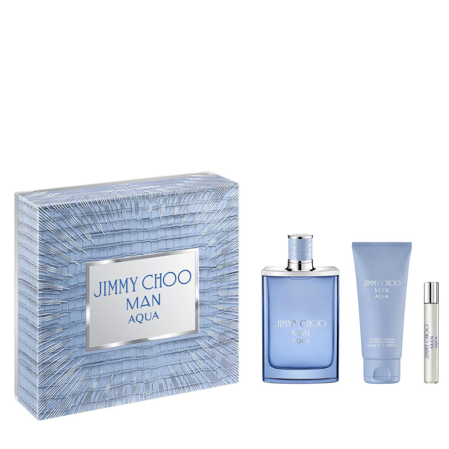 Jimmy Choo Man Aqua EDT 3 Piece Xmas Set 100ml EDT + 7.5ml EDT + 100ml SG