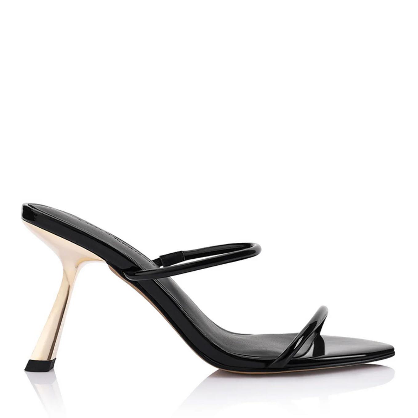 LANA WILKINSON Marilyn Sandal Black Patent Leather