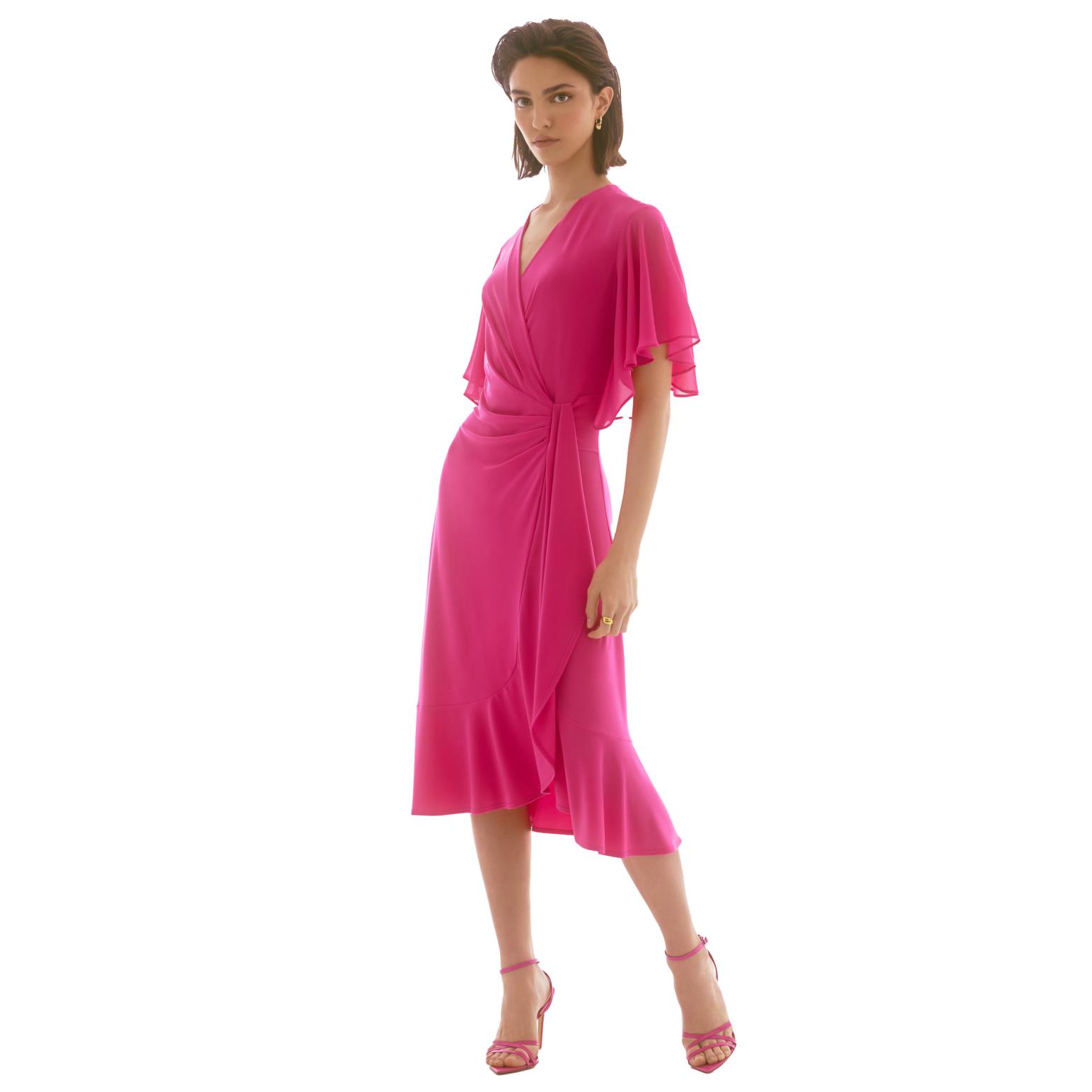 Joseph Ribkoff Silky Chiffon Faux Wrap Dress