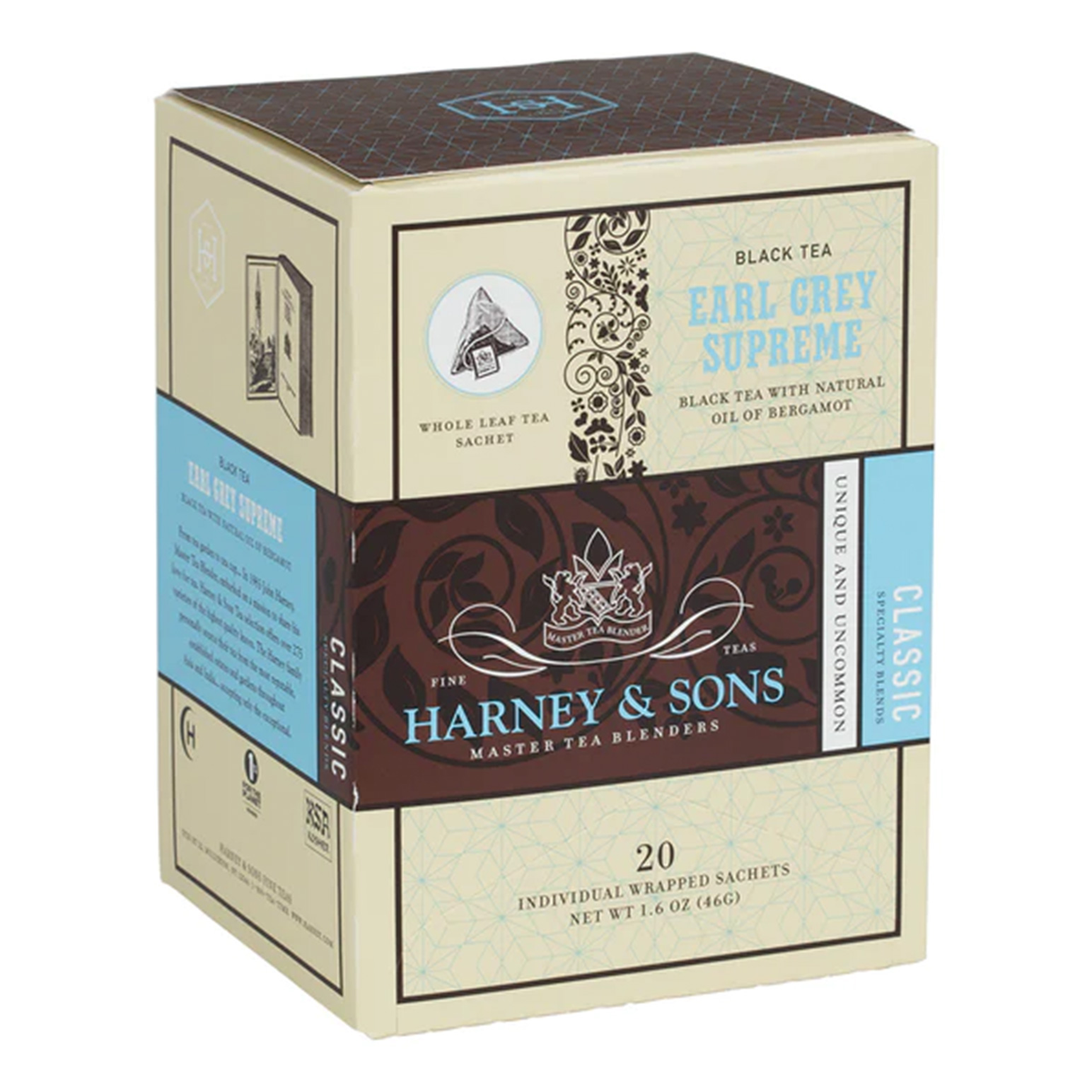 Harney & Sons Earl Grey Supreme Box of 20 Wrapped Sachets