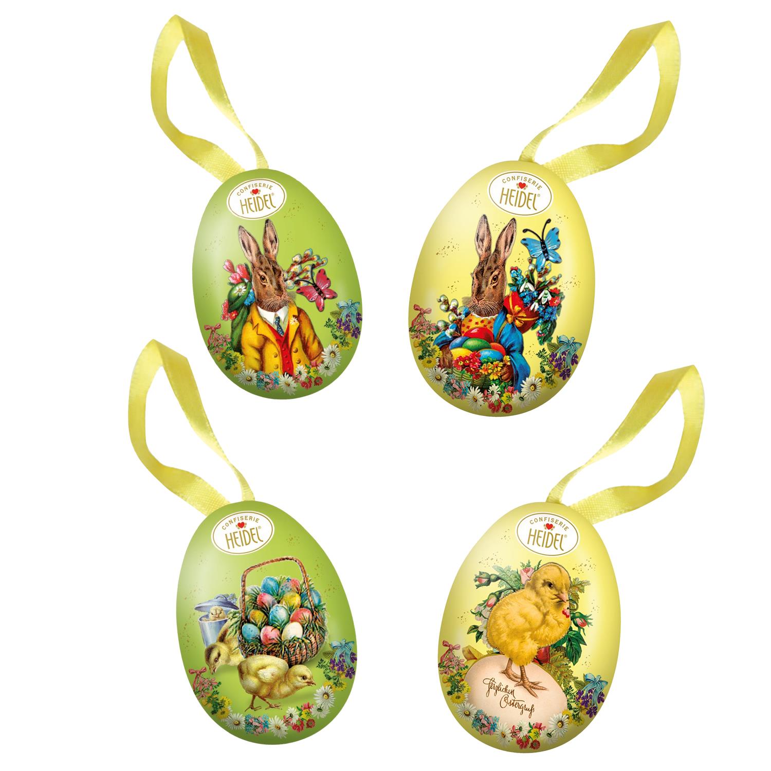 Heidel Easter Nostalgia Tin Egg Decoration with Ribbon 15g - Assorted