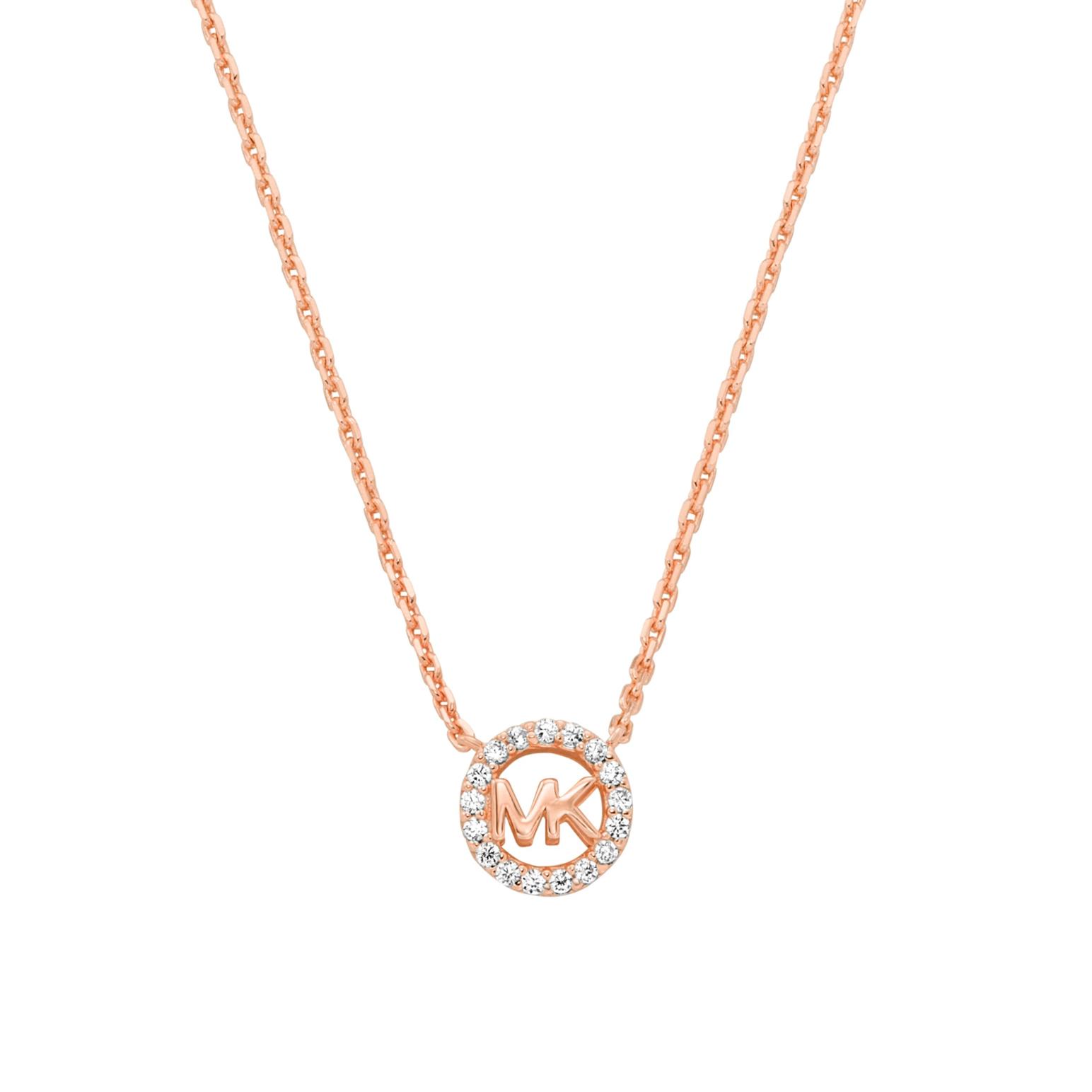 Michael Kors 14K Rose Gold Sterling Silver Logo Pendant Necklace