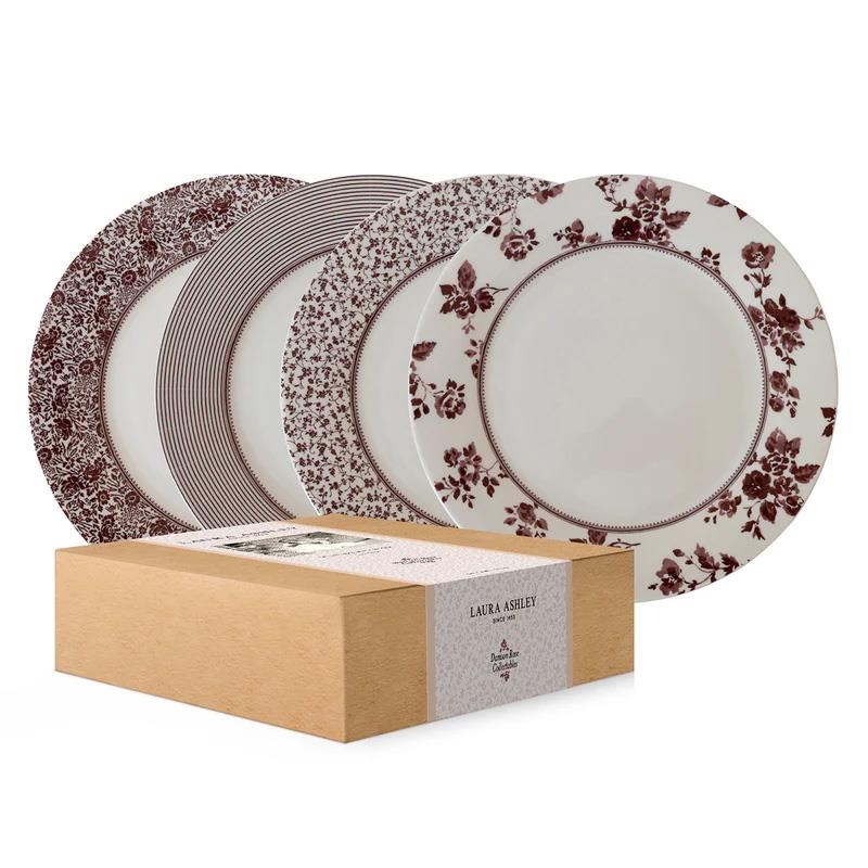 Laura Ashley Damson Limited Edition Set/4 Plates In Giftbox