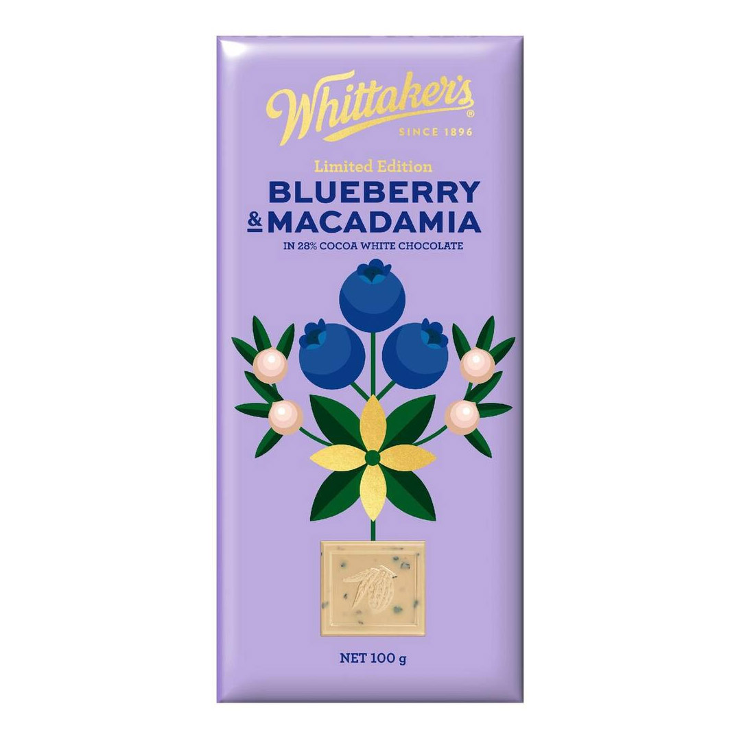 Whittaker's Blueberry and Macadamia in White Chocolate 100g Limited Edition