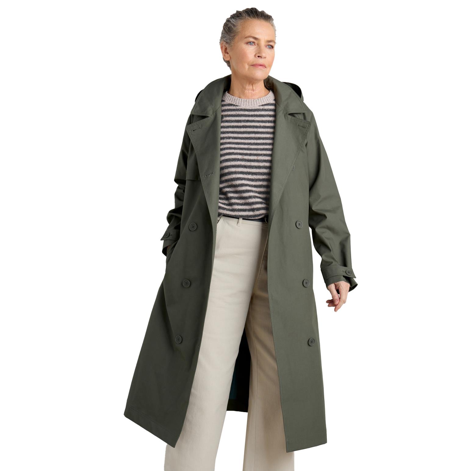 Seasalt Cornwall Penweathers Trench Coat Light Nori