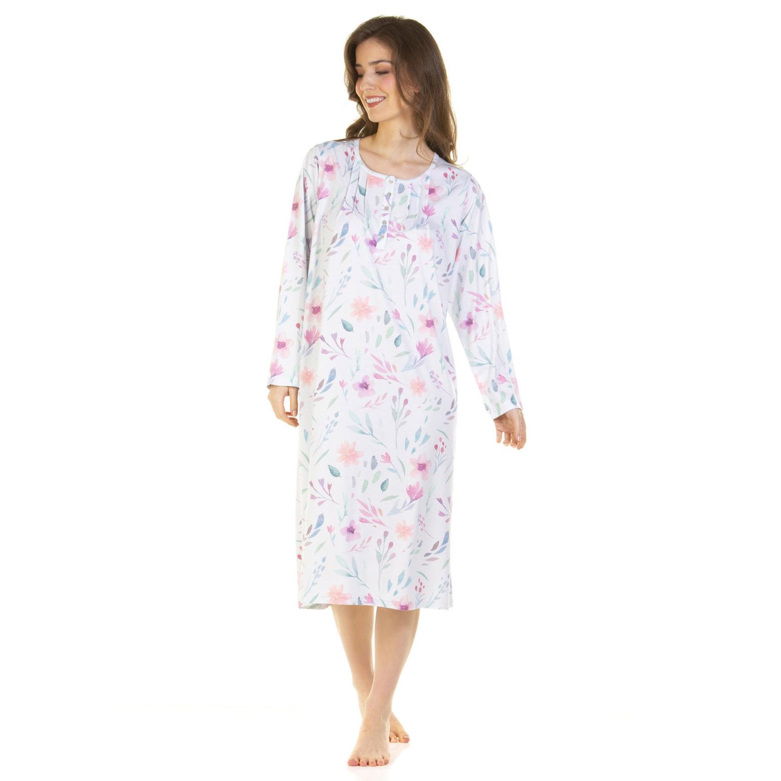 La Marquise Watercolours Cotton Rich Longsleeve Nightdress