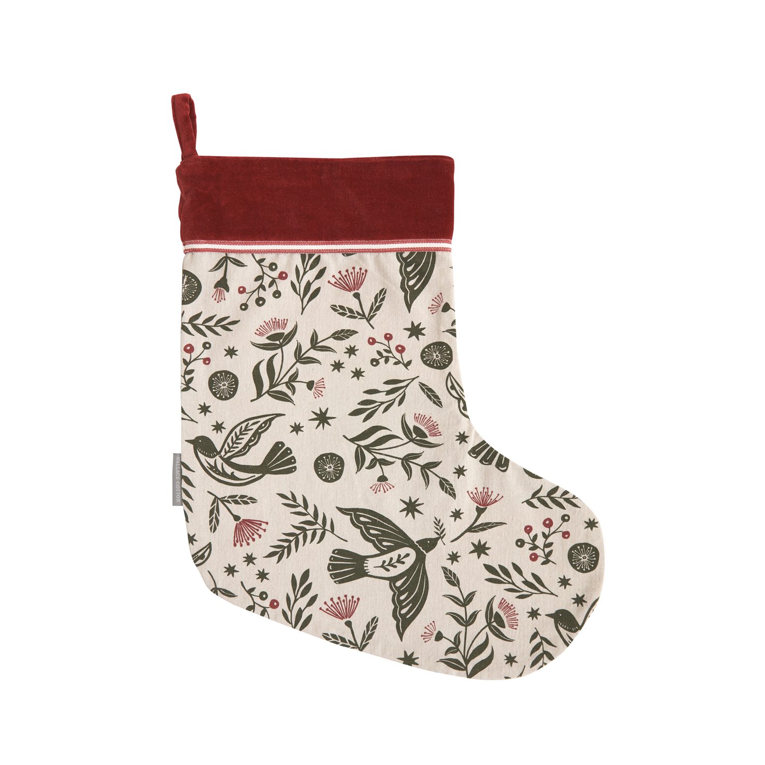 Wallace Cotton Doves Christmas Stocking