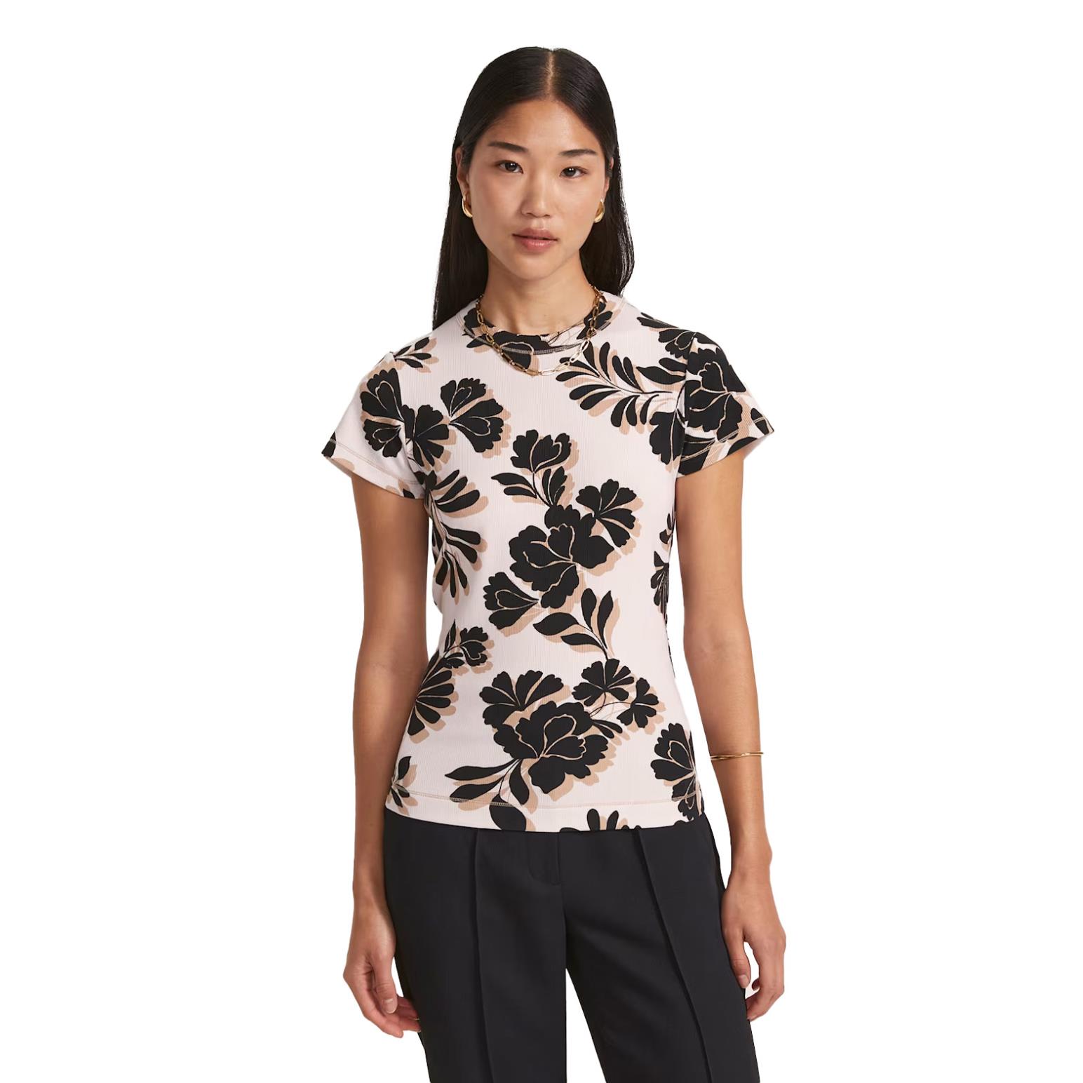 SABA Ribbon Floral Rib Tee