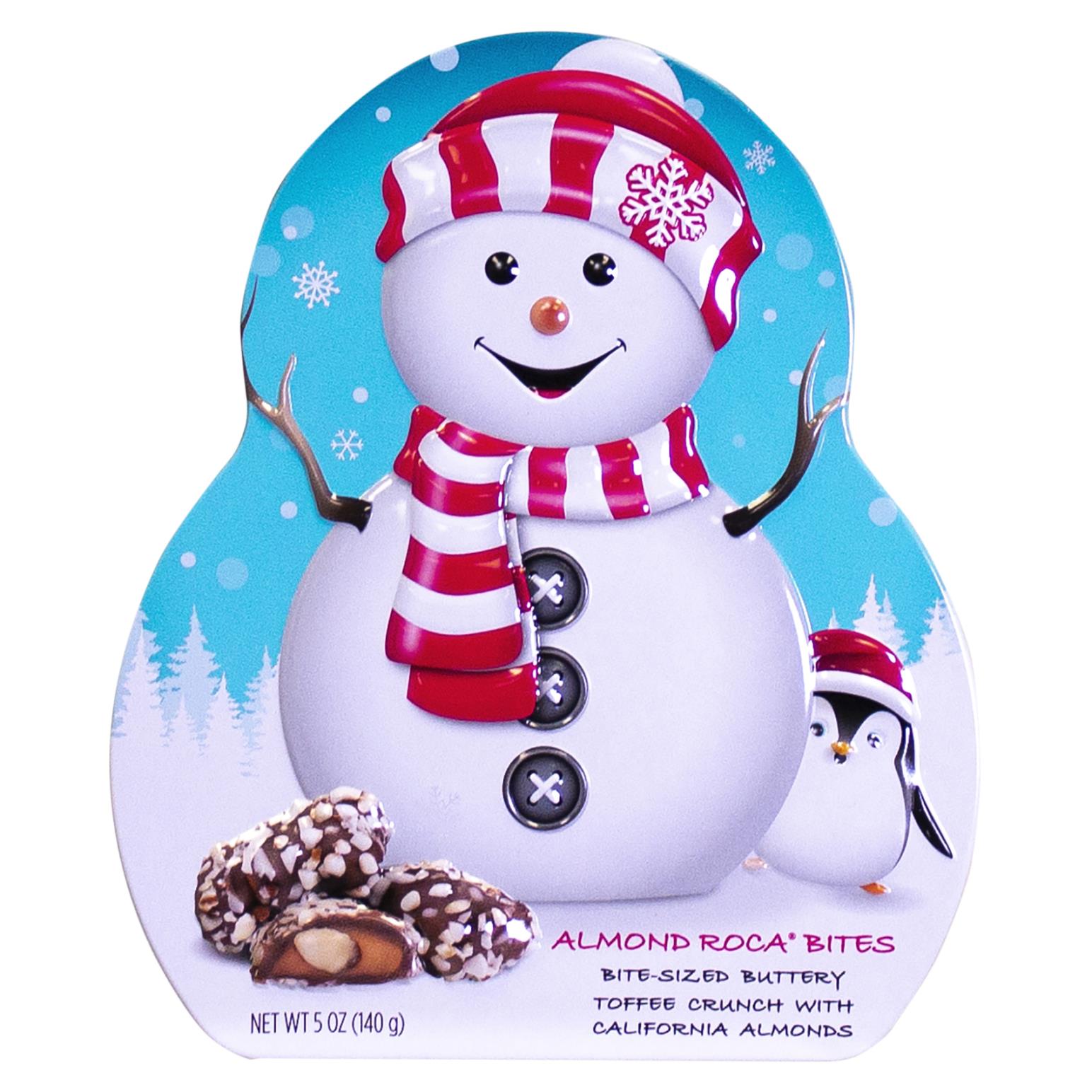 Brown & Haley Almond Roca Bites Snowman Tin 140g