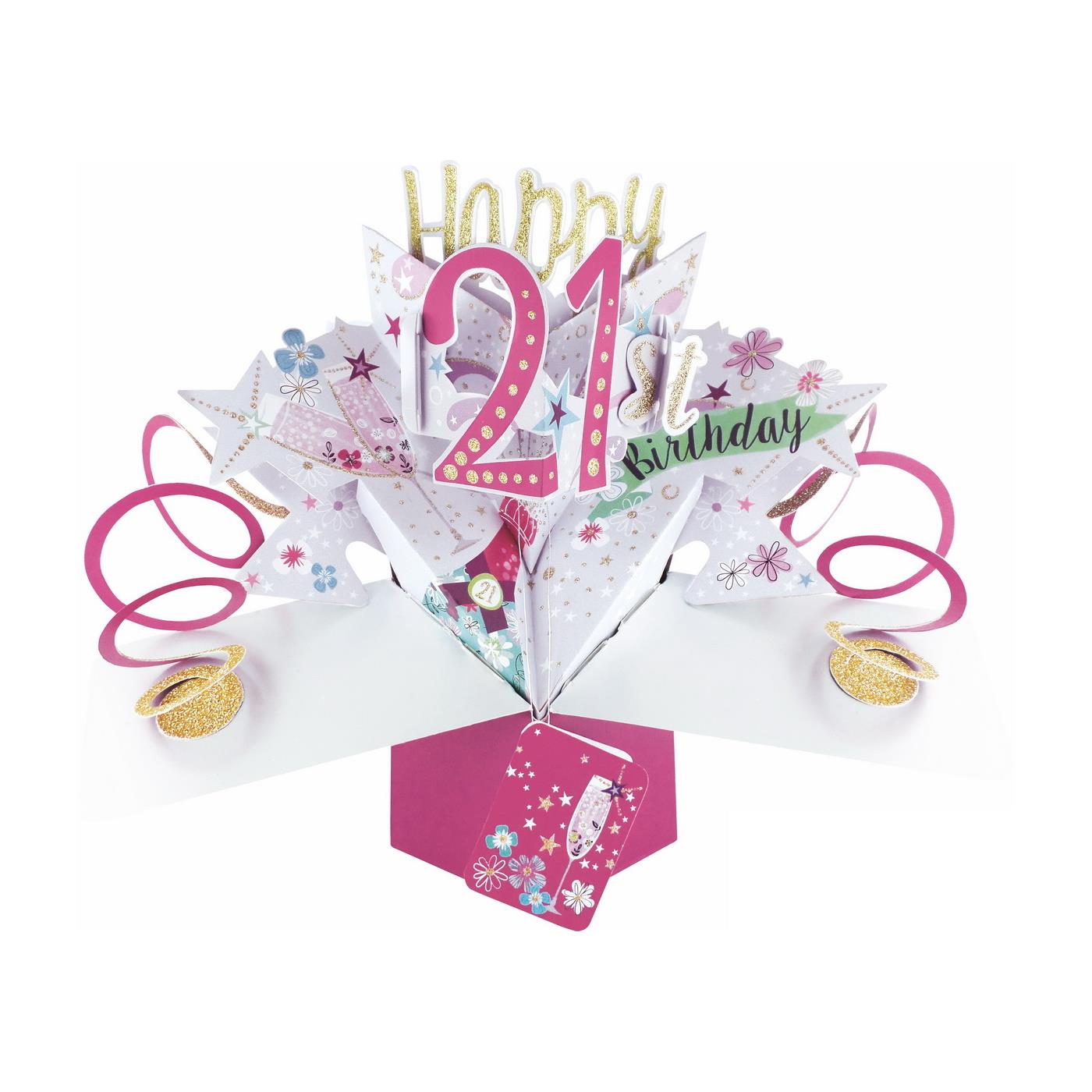 Antics 21st Birthday Bubbly Pop Up Card