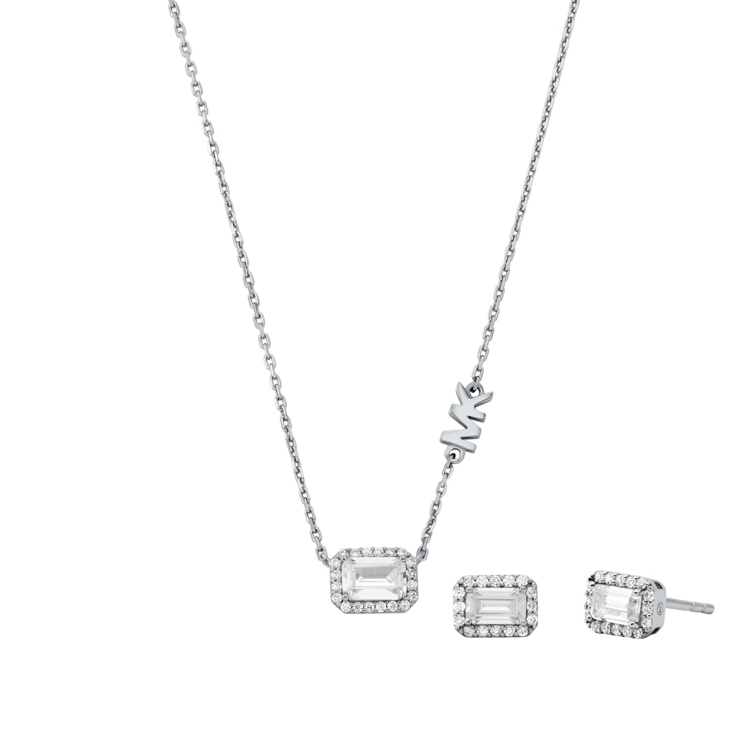 Michael Kors Sterling Silver Necklace And Earrings Set