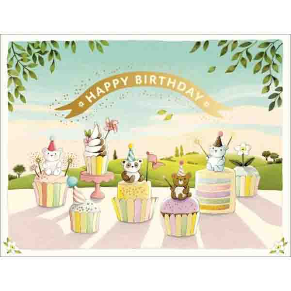 Cupcake Bears Birthday Foil Card