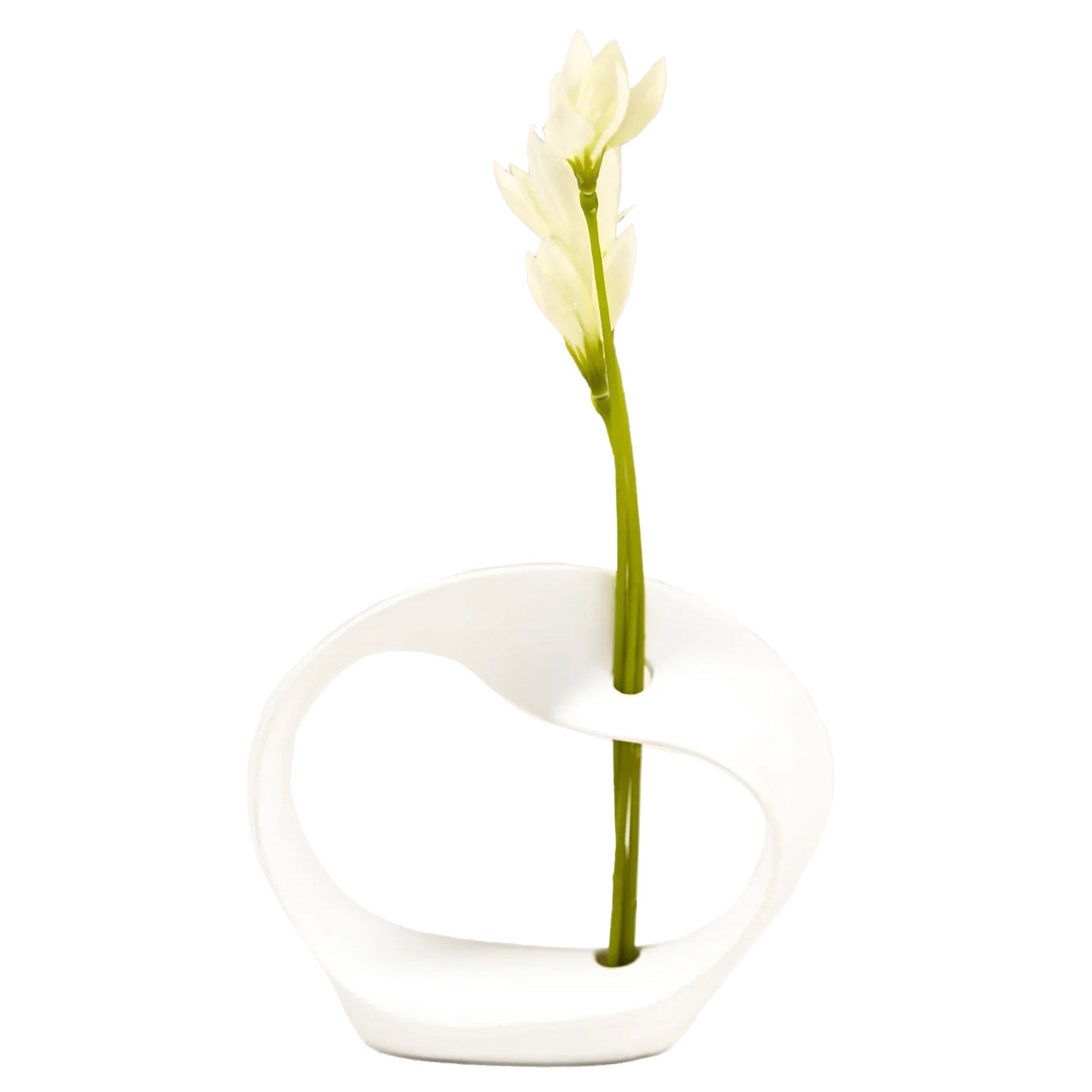 Broste Twisted Ribbon China Bud Vase - White