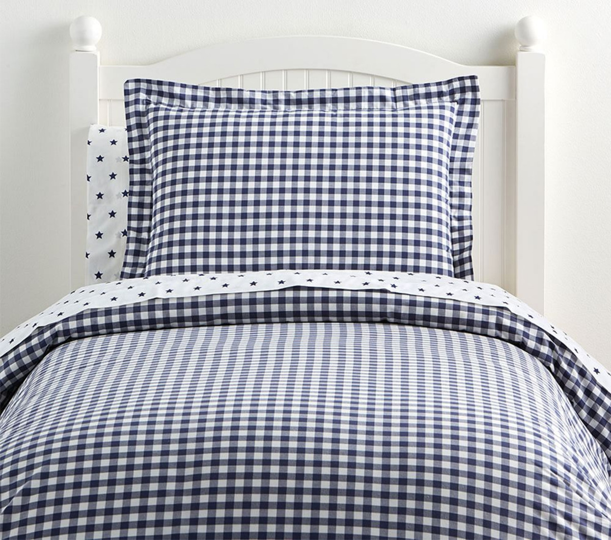 Pottery Barn Kids Organic Check Duvet Cover Navy