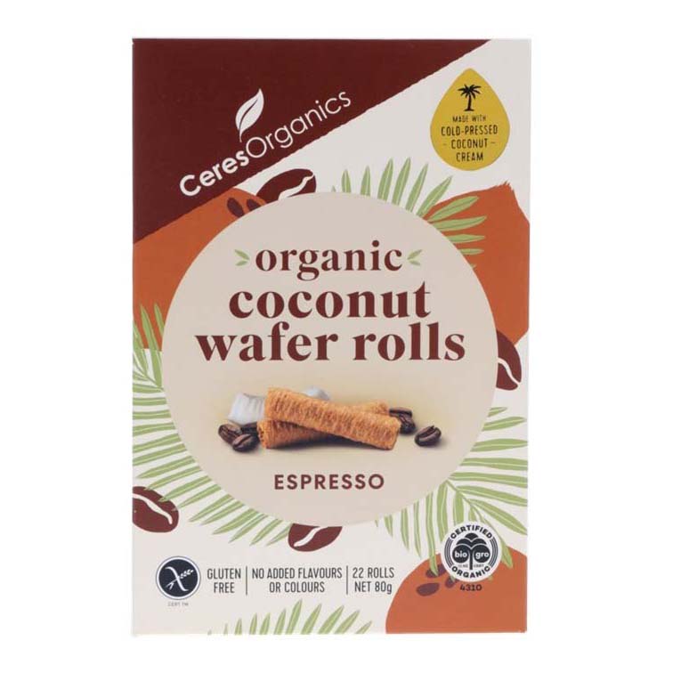 Ceres Organic Coconut Wafer Rolls Espresso 80gm