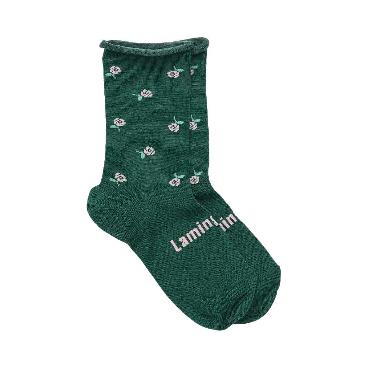 Lamington Socks Merino Roll Top Crew Socks - Flora