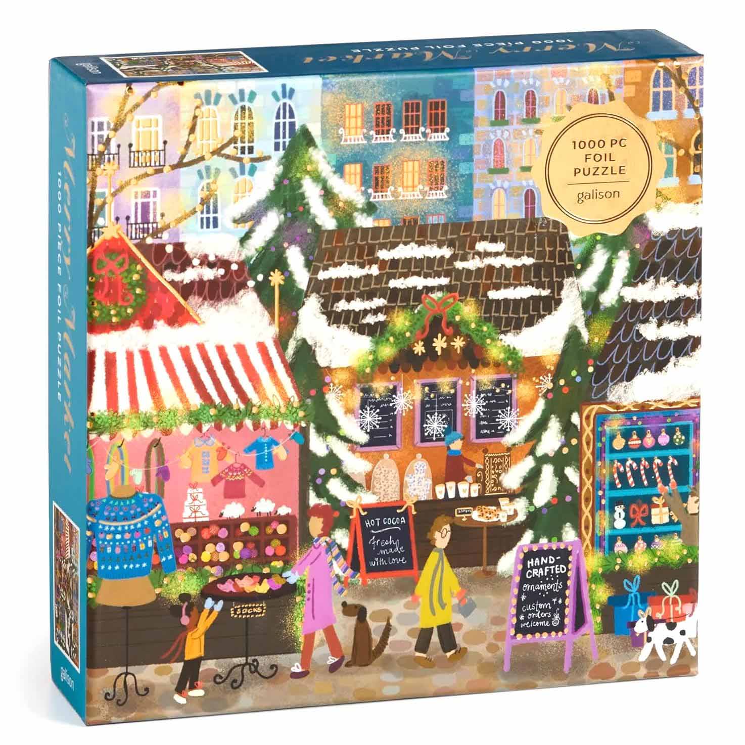 Joy Laforme Merry Market 1000 Piece Foil Puzzle in a Square Box