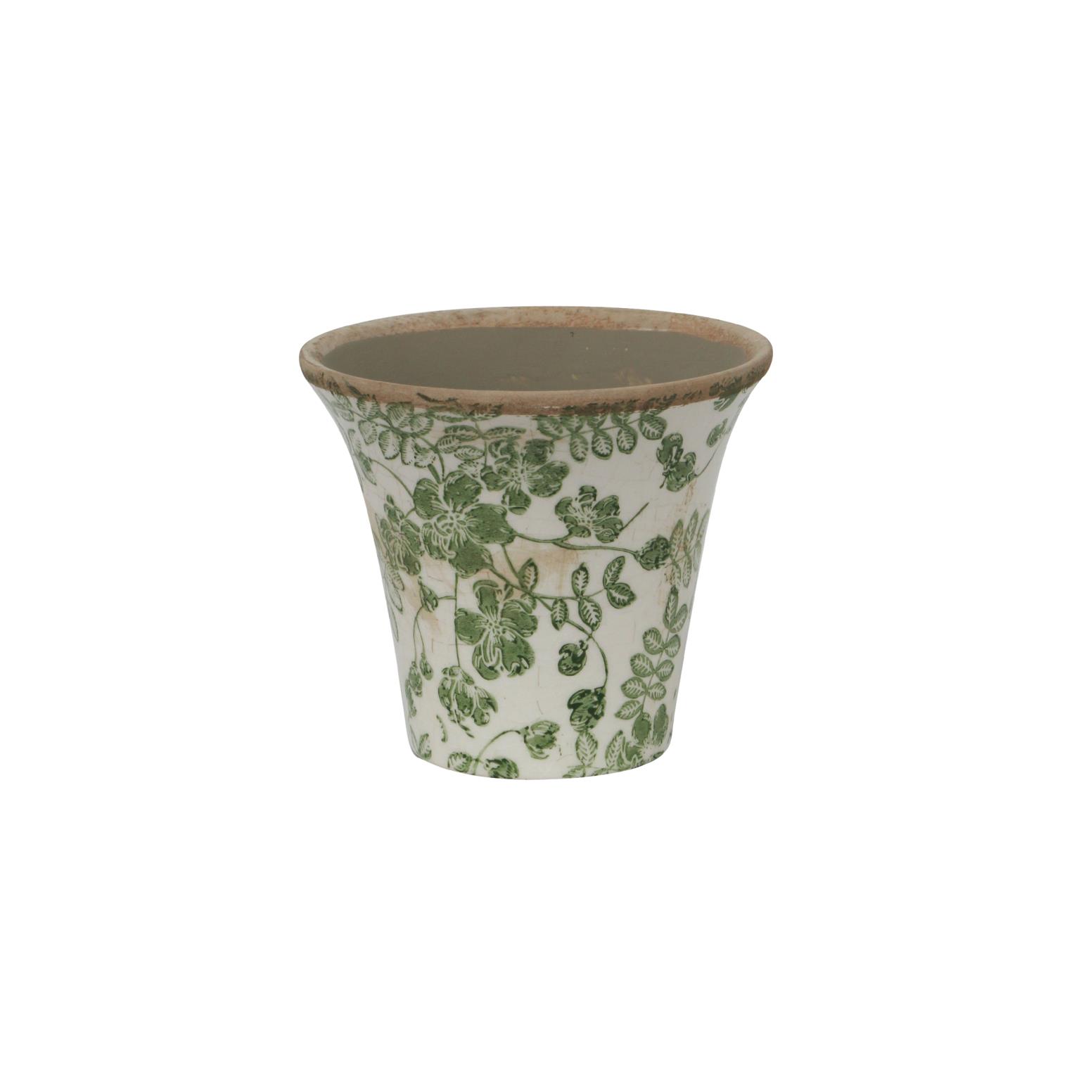 French Country Botanical Fluted Pot Small