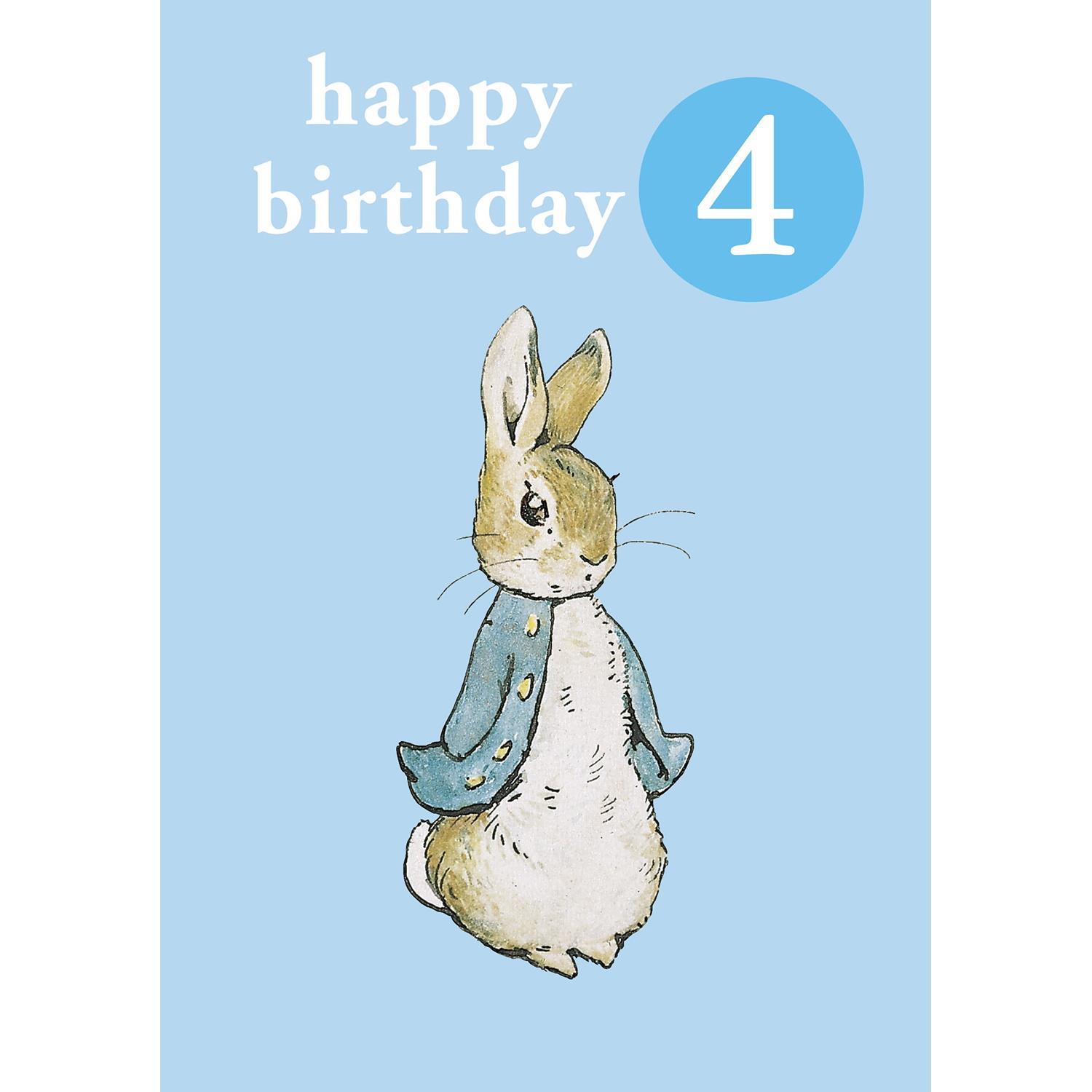 Peter Rabbit Age Badge 4 Birthday Card