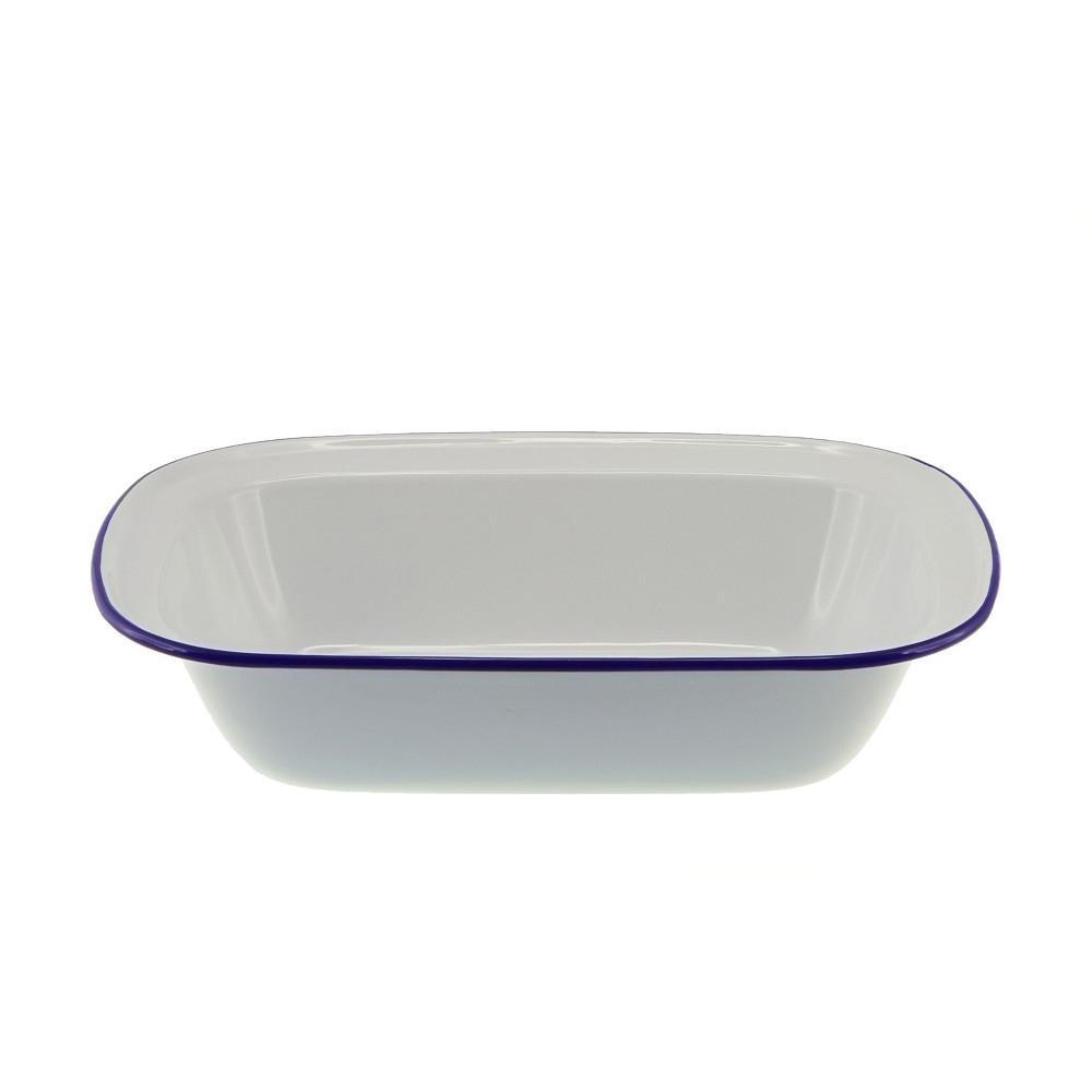 Falcon Enamelware Blue Rim Oblong Pie Dish 32x24cm