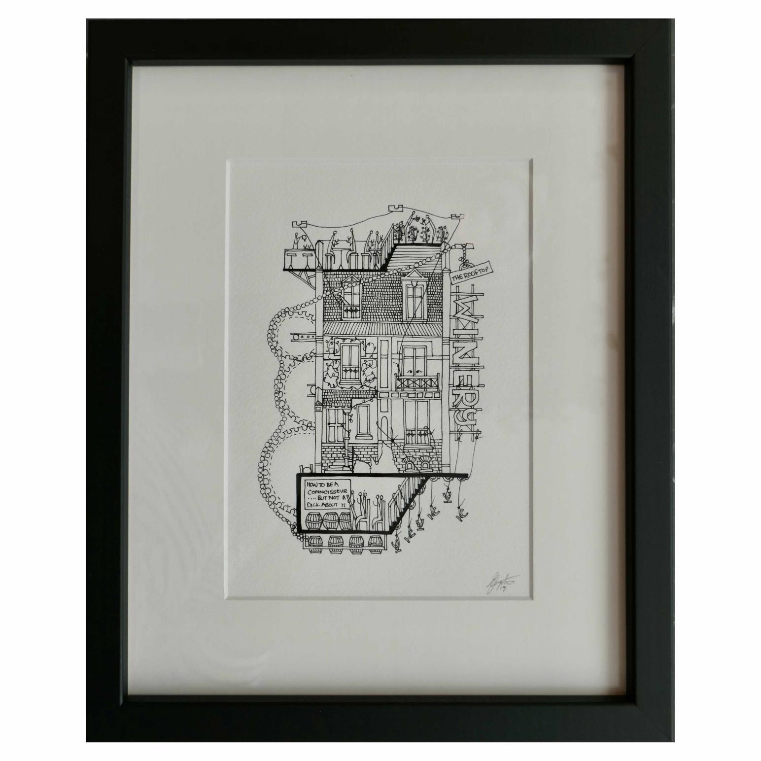 Ellie Compton Winery Print A5 Framed