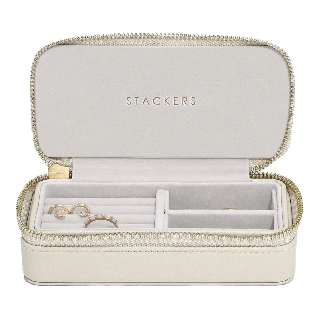 Stackers Travel Jewellery Box Zipped Oatmeal & Linen