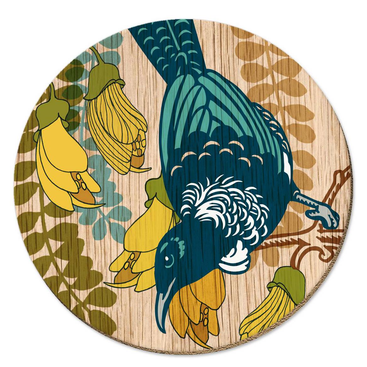 Tanya Wolfkamp Screenprint Tui Coaster