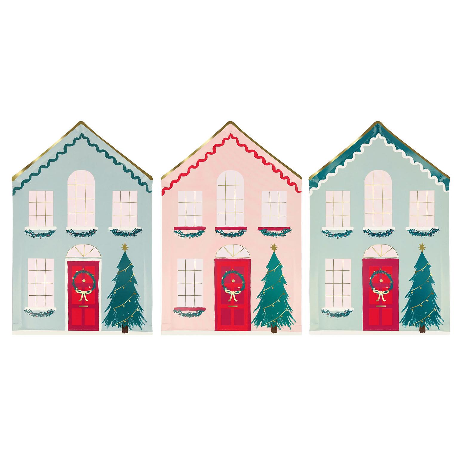 Meri Meri Festive House Plates x 8 - Assorted