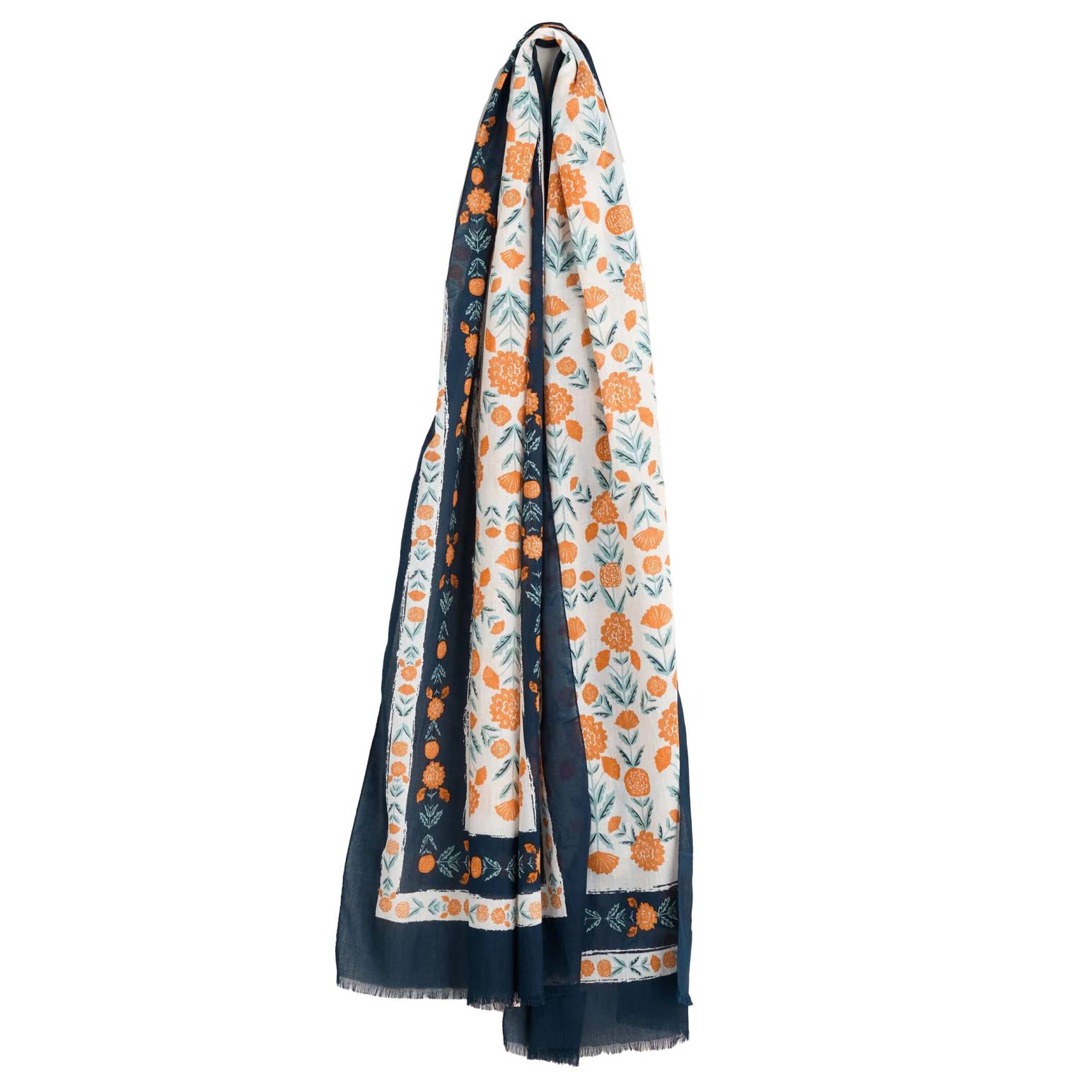 Seasalt Cornwall New Everyday Scarf Marigold Border Chalk