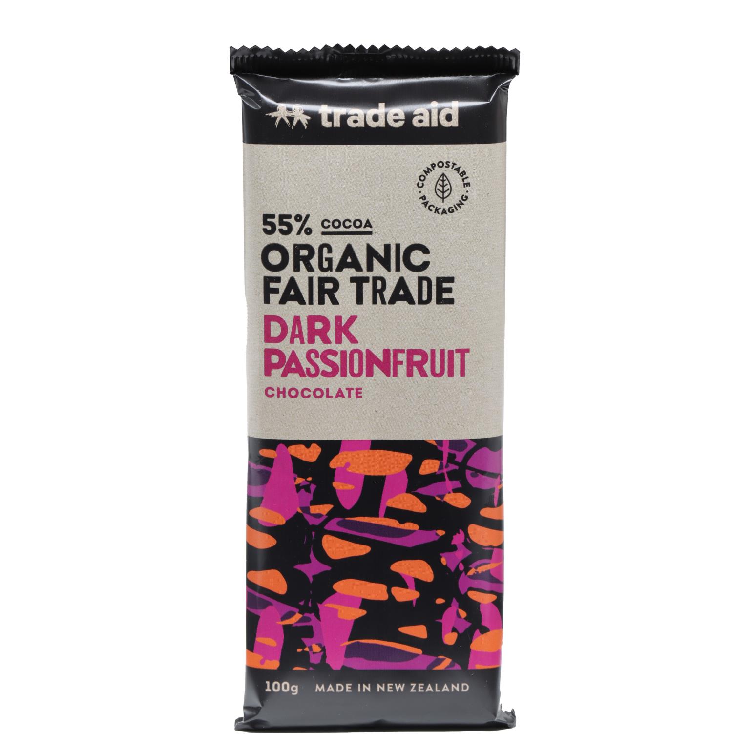 Trade Aid 55% Dark Passionfruit Chocolate