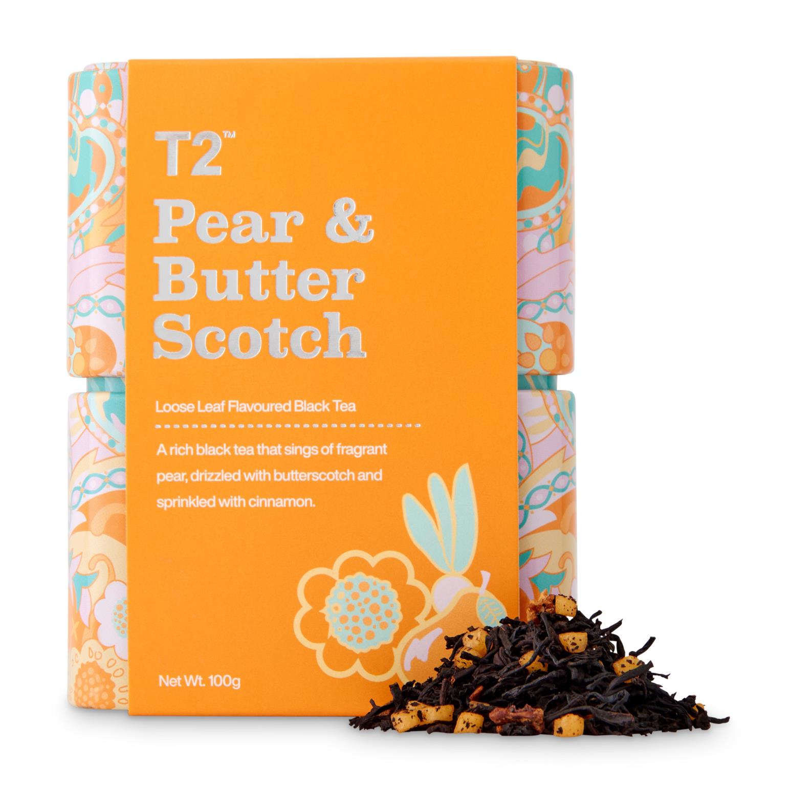 T2 Pear & Butterscotch Black Tea Loose Leaf Tin 100g