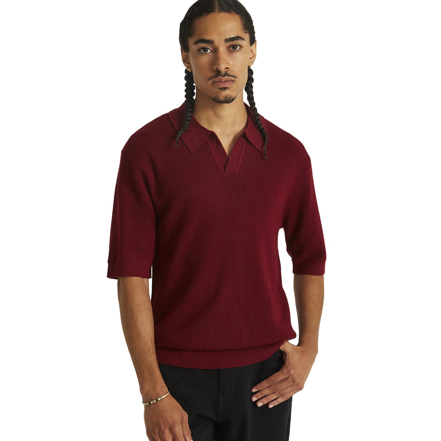 Saturdays NYC Alex Merino Wool Open Placket Polo