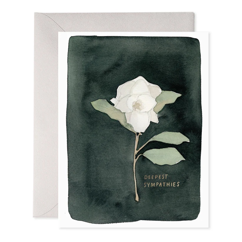 E Frances White Flowers Deepest Sympathies Foil Card