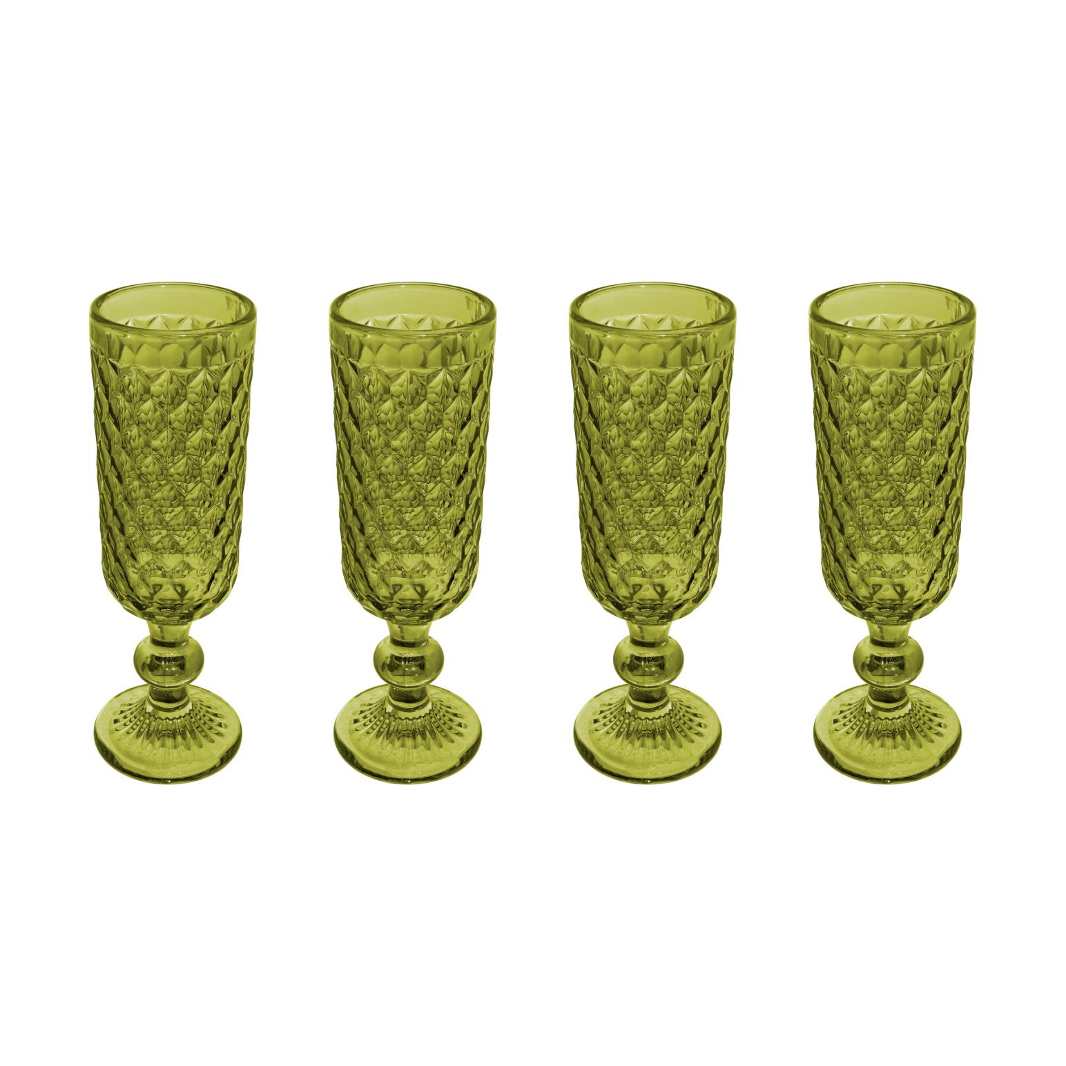 Casa Domani Caterina Champagne Flute 4Pc Green Gift Boxed