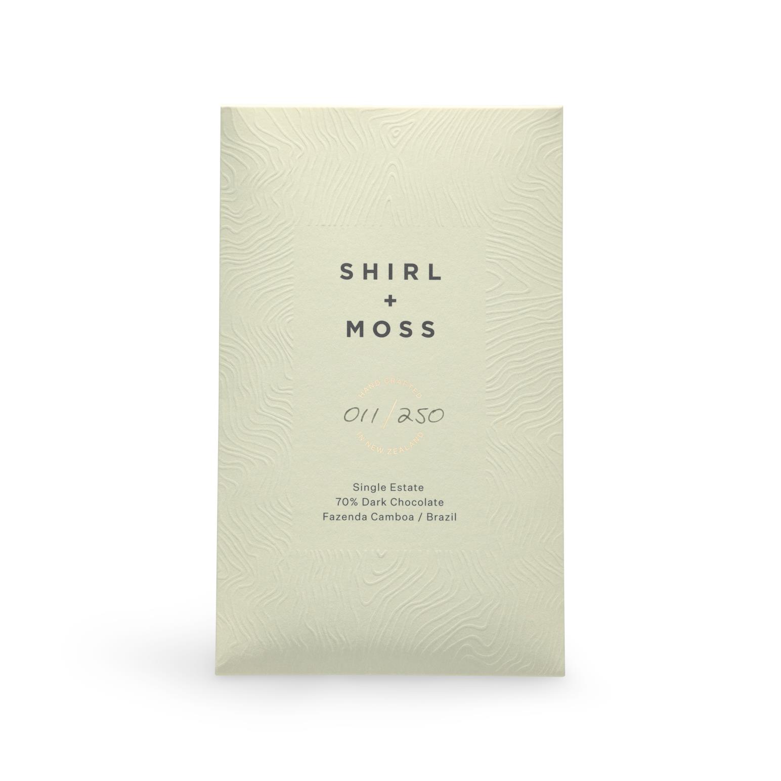 Shirl + Moss Single Estate Fazenda Camboa 70% Dark Chocolate Bar 80g