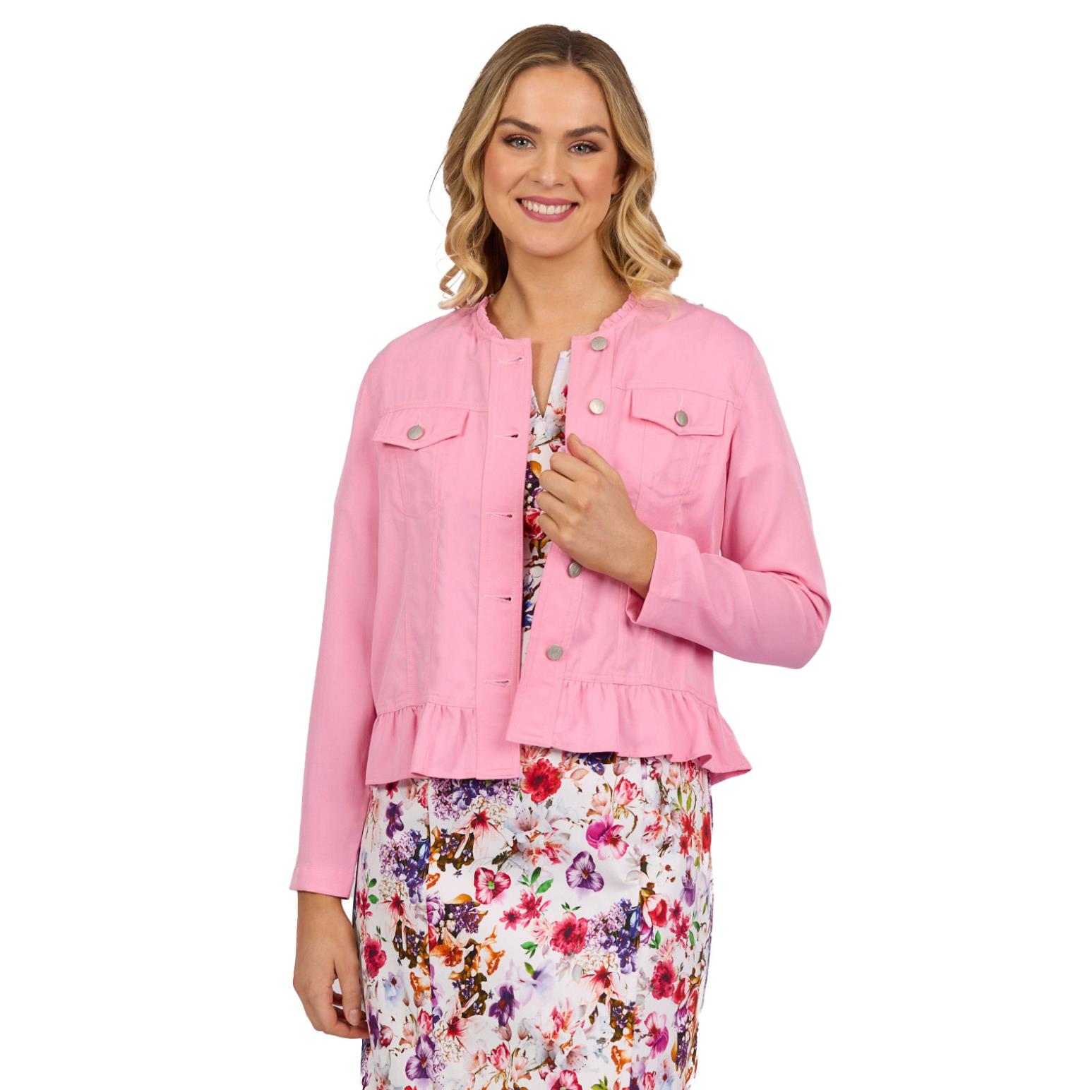 Vassalli Button Up Jacket With Frill Hem