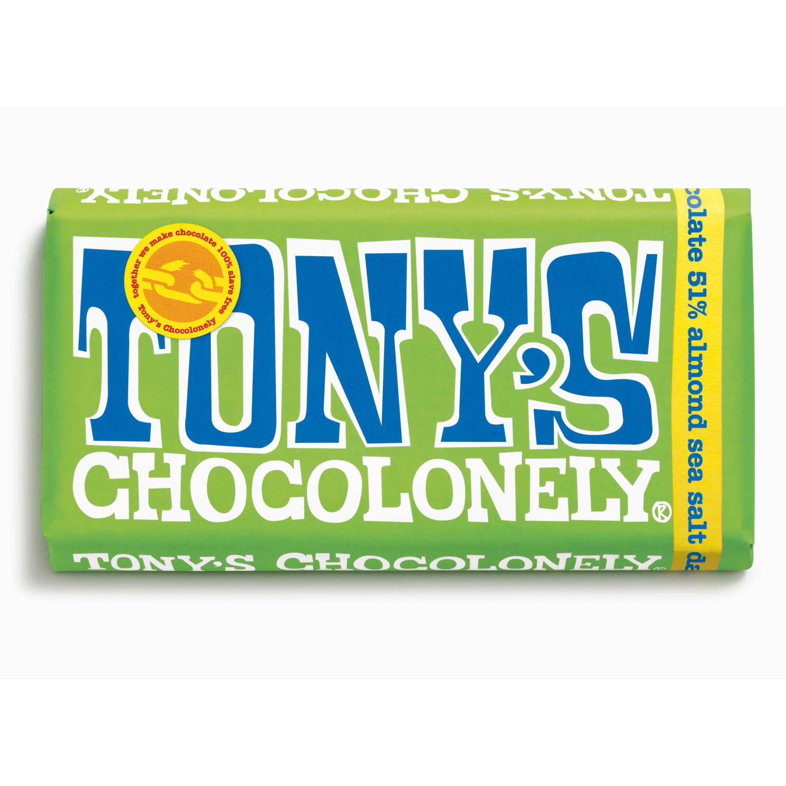 Tony's Chocolonely Dark Chocolate Almond Sea Salt 51% Bar 180g