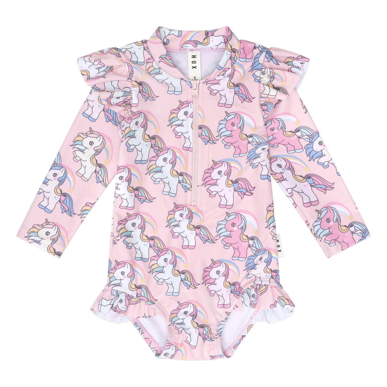 Huxbaby Rainbow Unicorn Zip Swimsuit