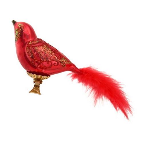 Szklo-Dekor Red Bird On A Clip