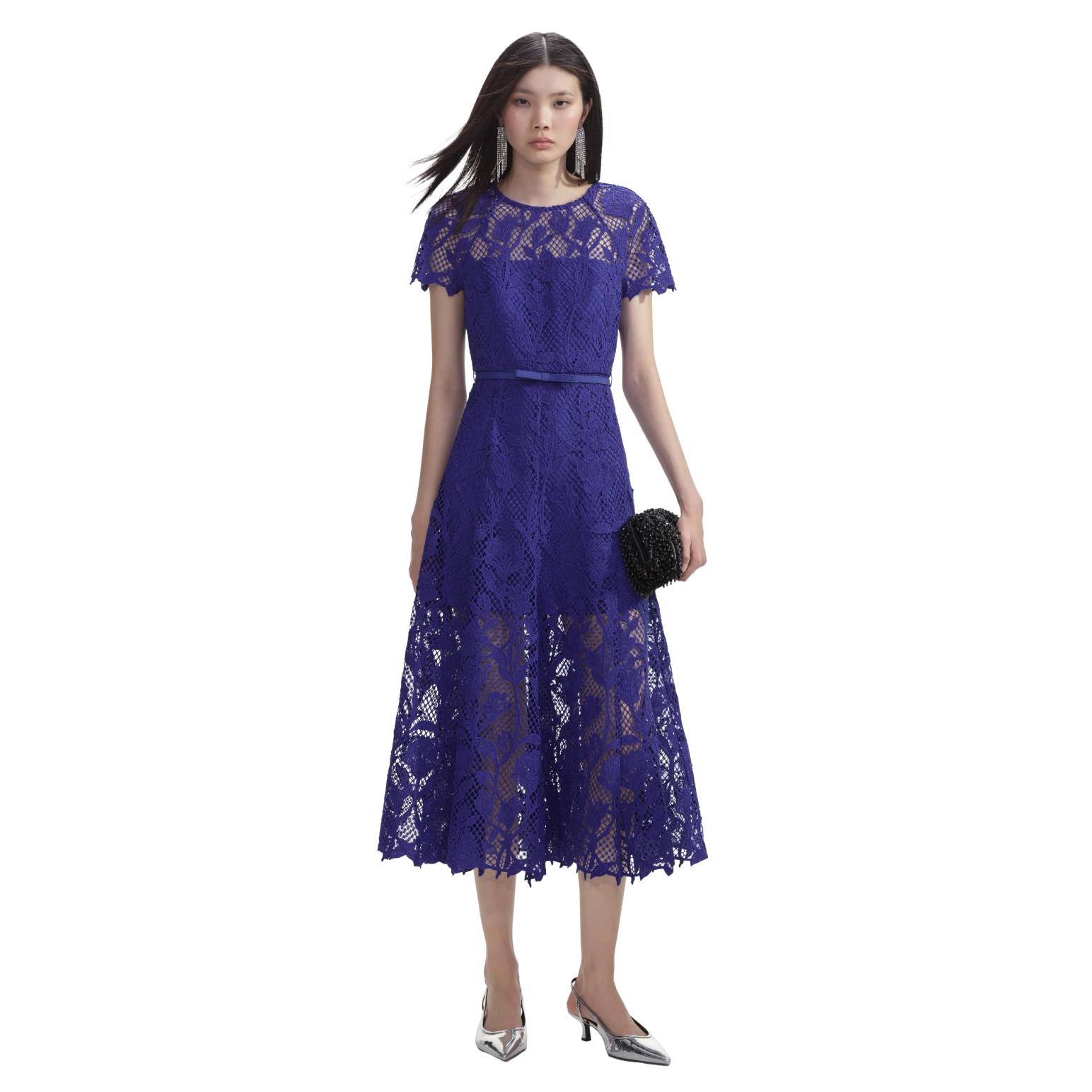 Self Portrait Cobalt Lace Midi Dress