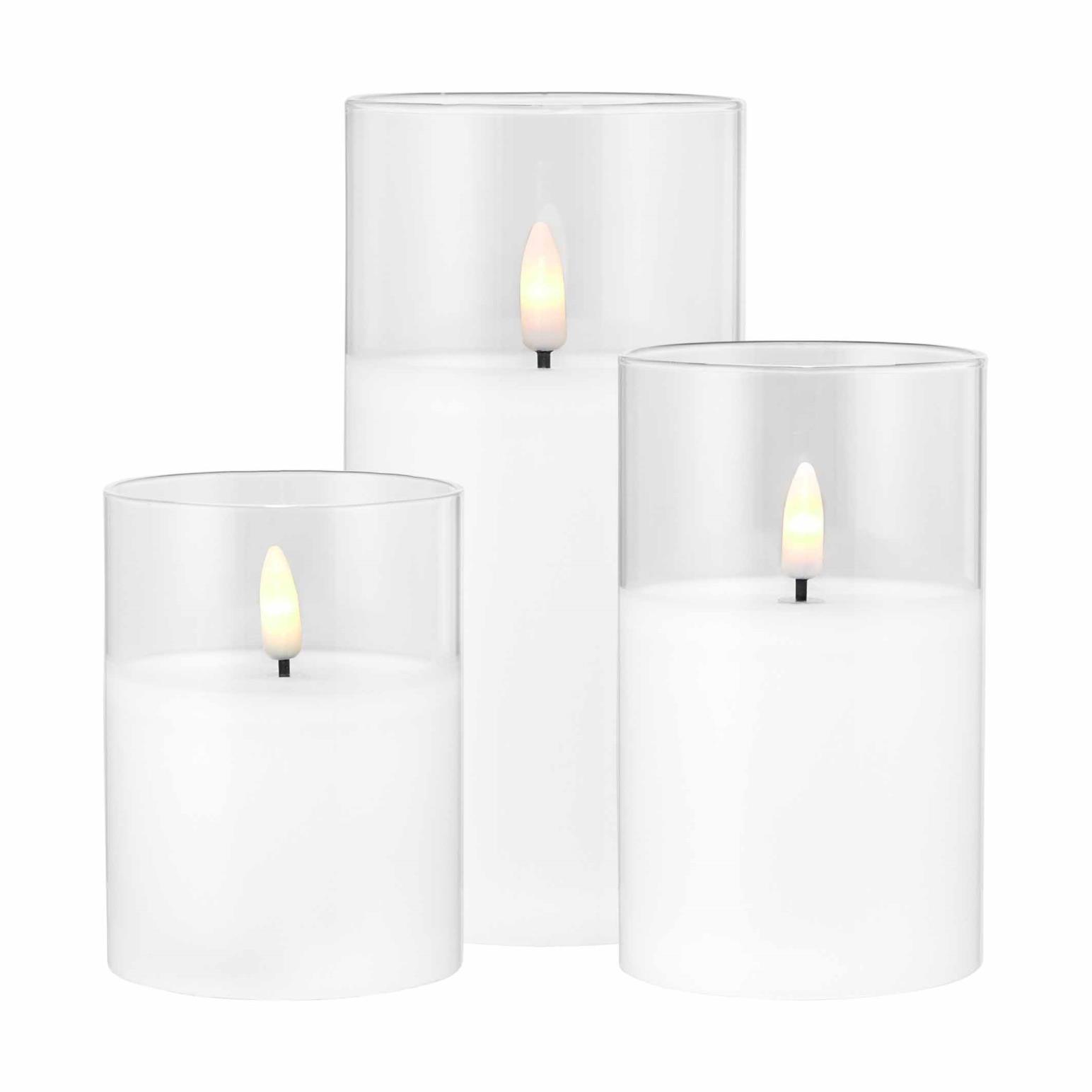 Maxwell & Williams Let's Get Lit Flameless Candle Glass Hurricane Set Of 3