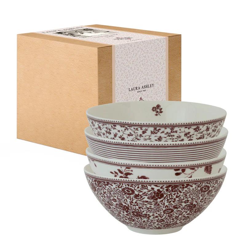 Laura Ashley Damson Limited Edition Set/4 Bowls In Giftbox