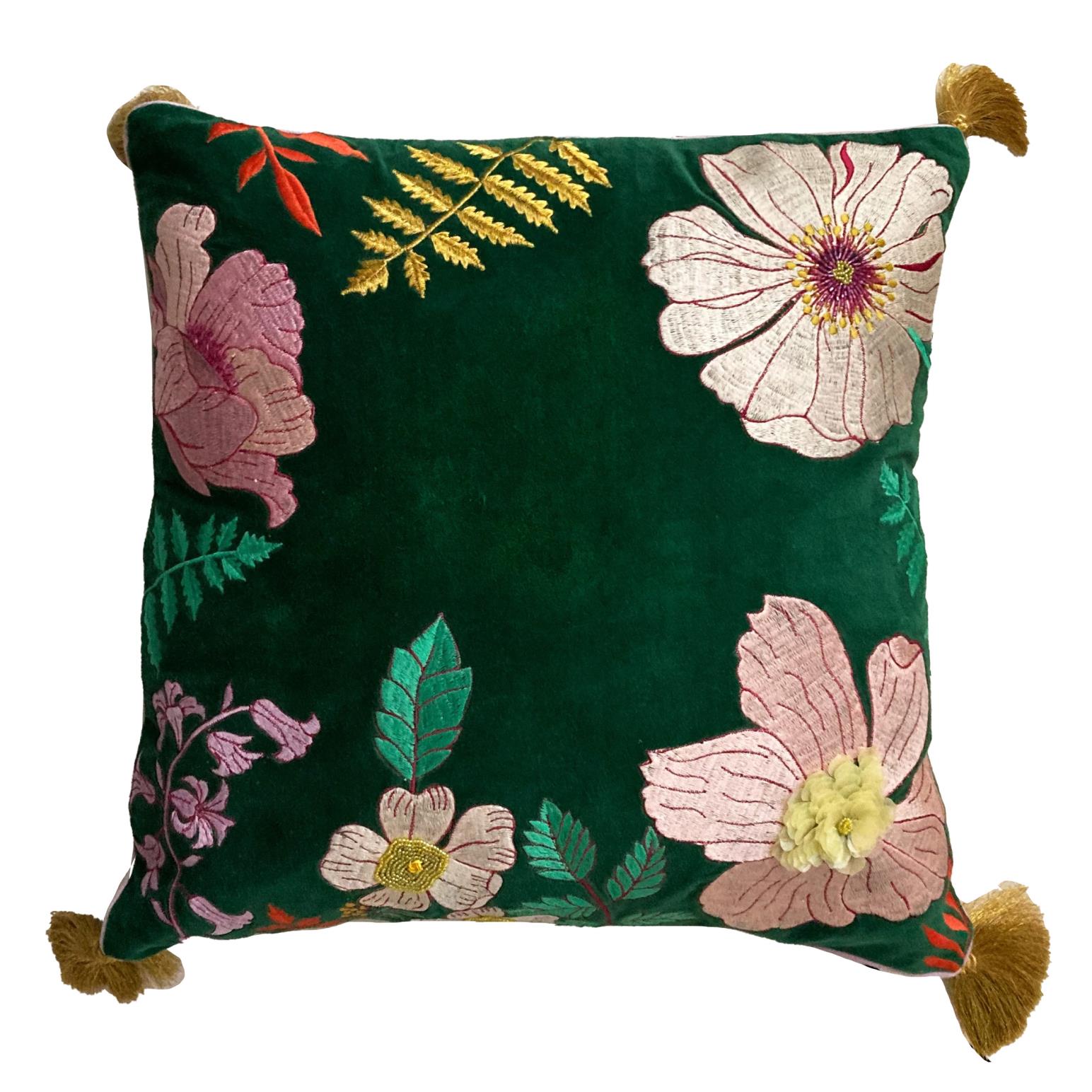 House Of Disaster Posy Teal Cushion