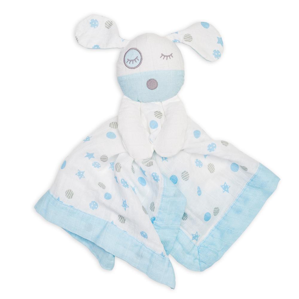 Lulujo Cotton Baby Lovies - Blue Puppy