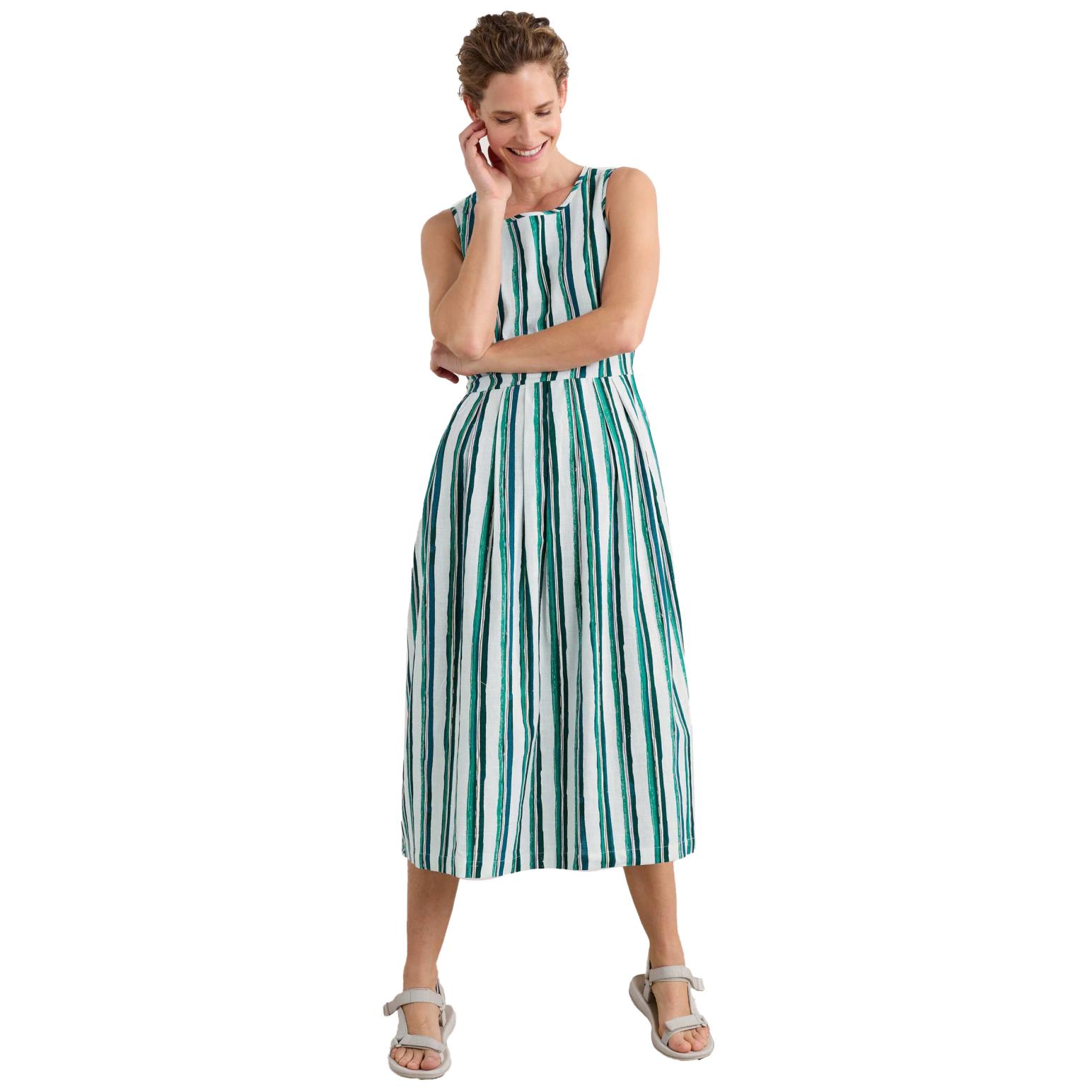 Seasalt Cornwall Farley's Dress River Stripe Chalk